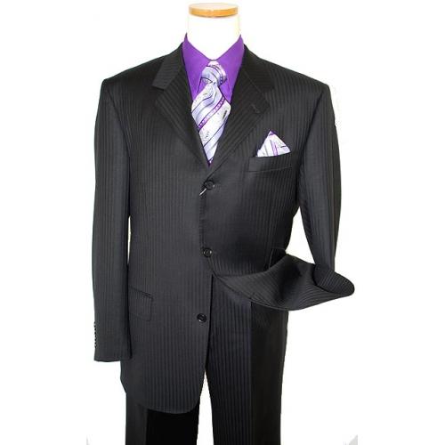 Giorgio Sanetti Black Shadow Stripes Super 150's 100% Wool Suit 238016